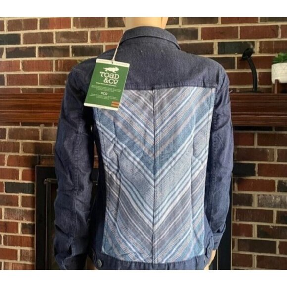 TOAD & Co Norma Women's Jean Jacket Blue Organic Cotton Stretch Button Up Sz XS - Picture 9 of 16